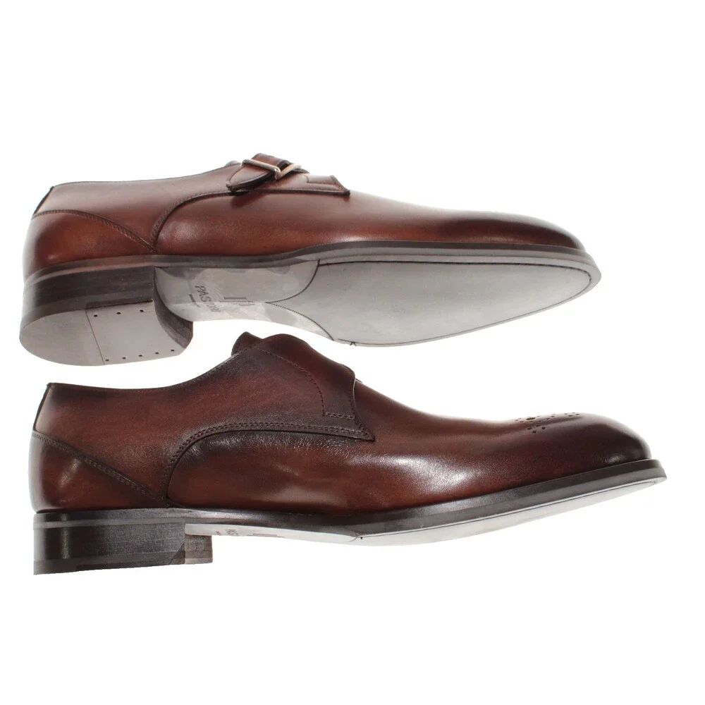 Pastori NWB Single Monk Strap Dress Shoes Size 11.5 US in Brown Leather